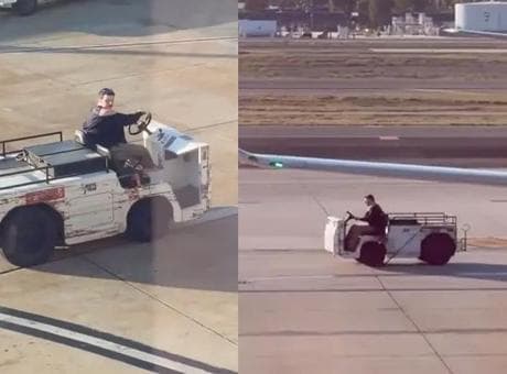 John Wayne Havalimanı’nda uçak çekicisini kaçırıp araçlara çarptı