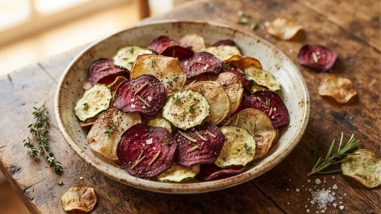 Patates, pancar ve kabakla fırında karışık sebze cipsi tarifi